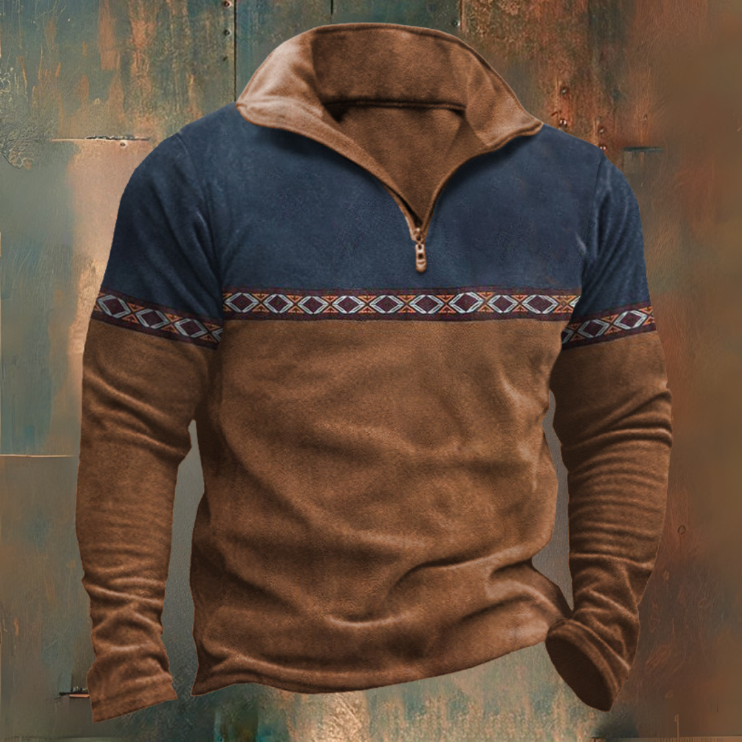 Sweter Demi-zip z żakardowym wzorem