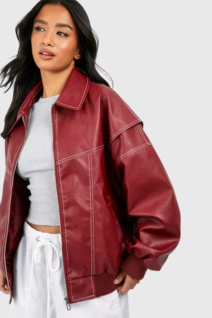 Faye™ - Oversize Skórzana Kurtka