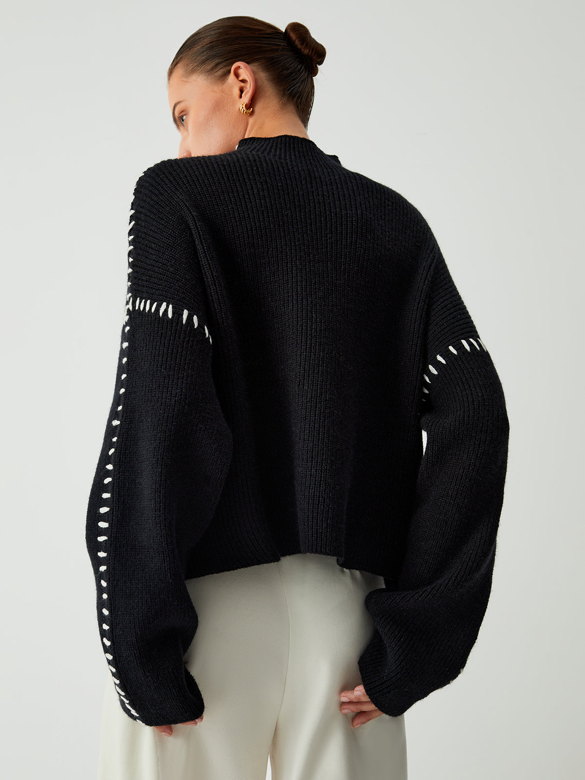 Alma | Oversize-Dolcevita-Pulower z detalami Piqué