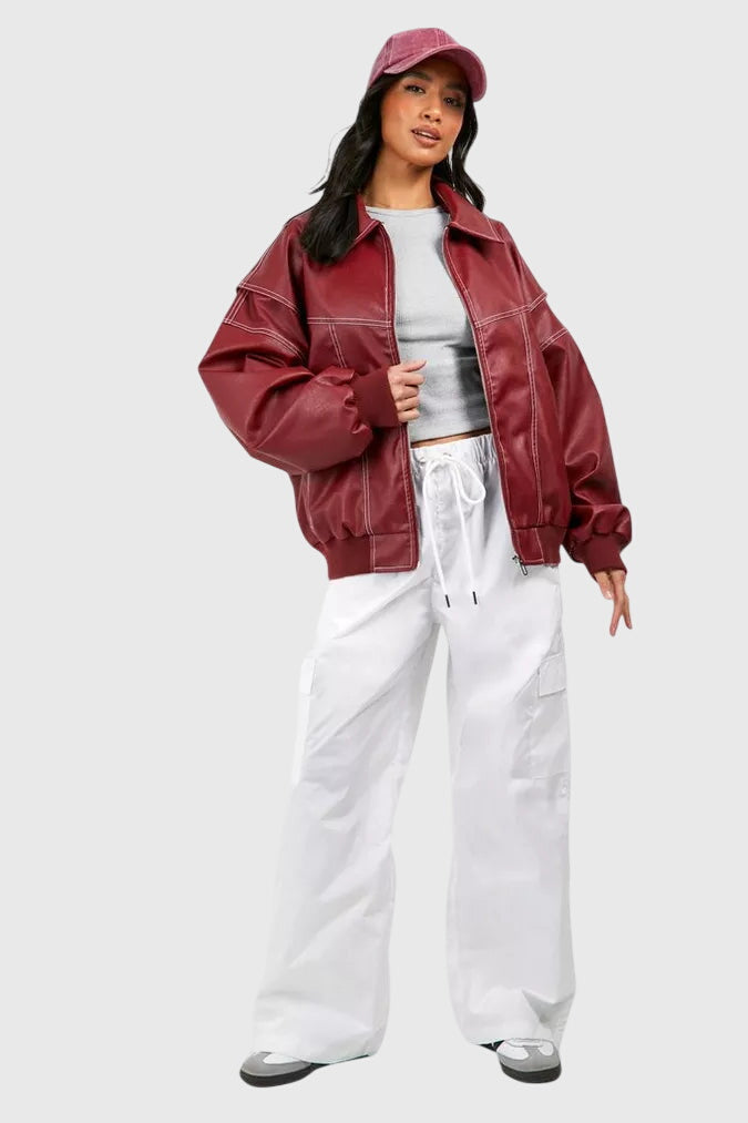 Faye™ - Oversize Skórzana Kurtka