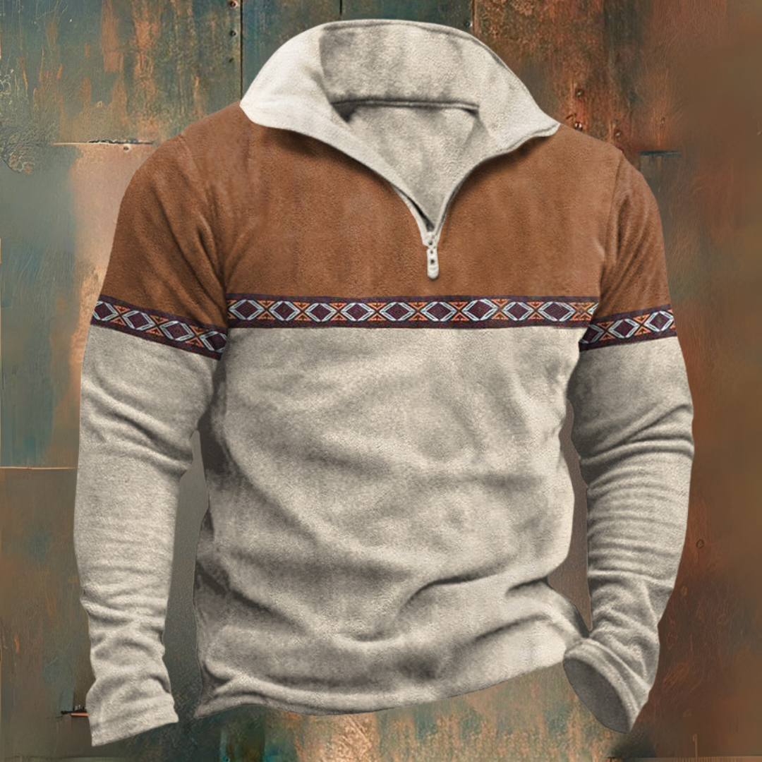 Sweter Demi-zip z żakardowym wzorem