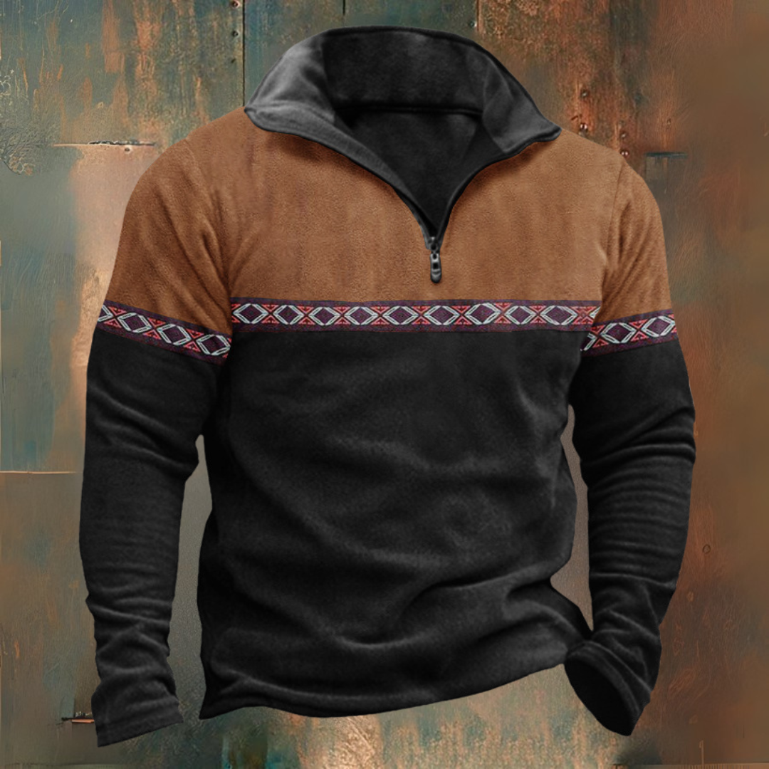 Sweter Demi-zip z żakardowym wzorem