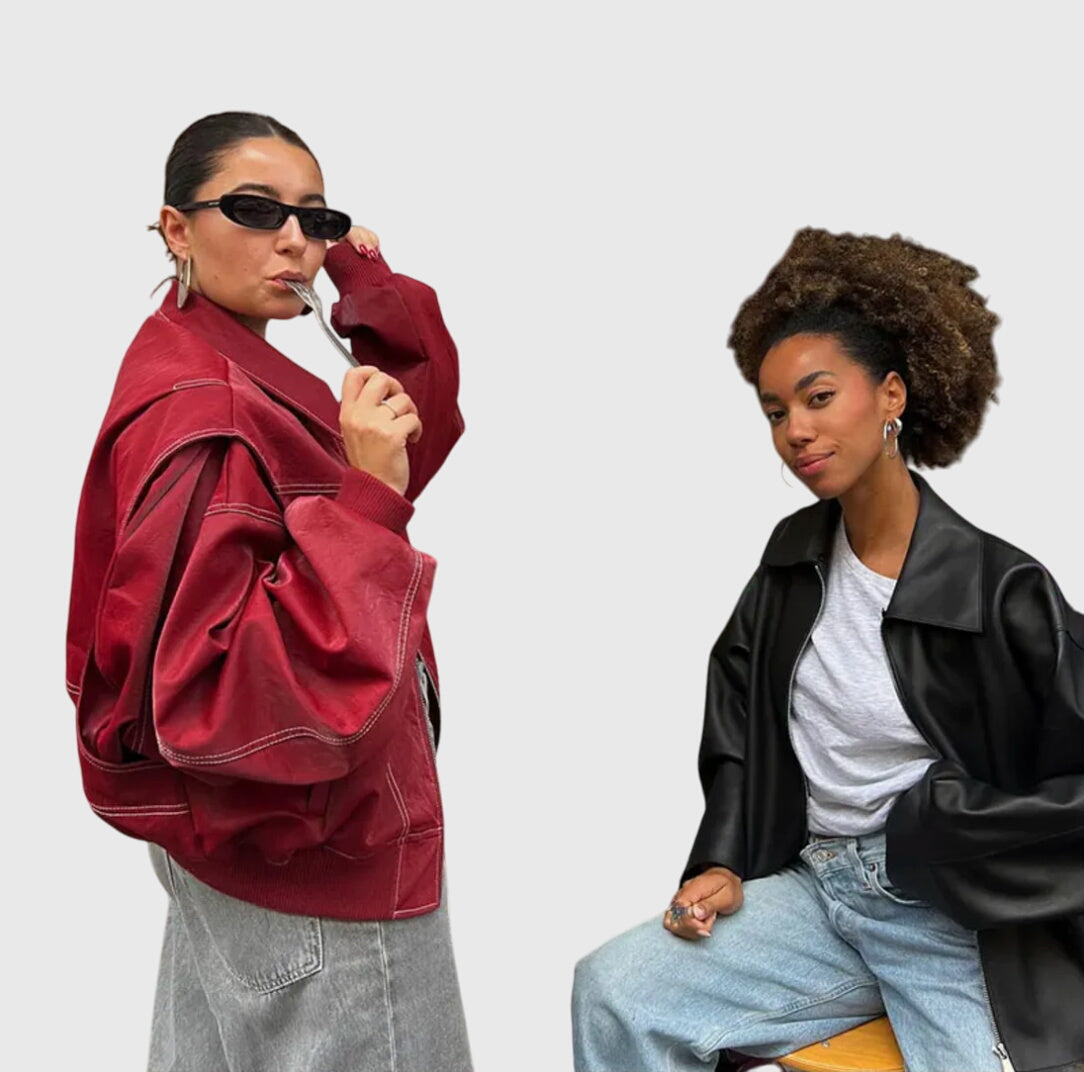 Faye™ - Oversize Skórzana Kurtka