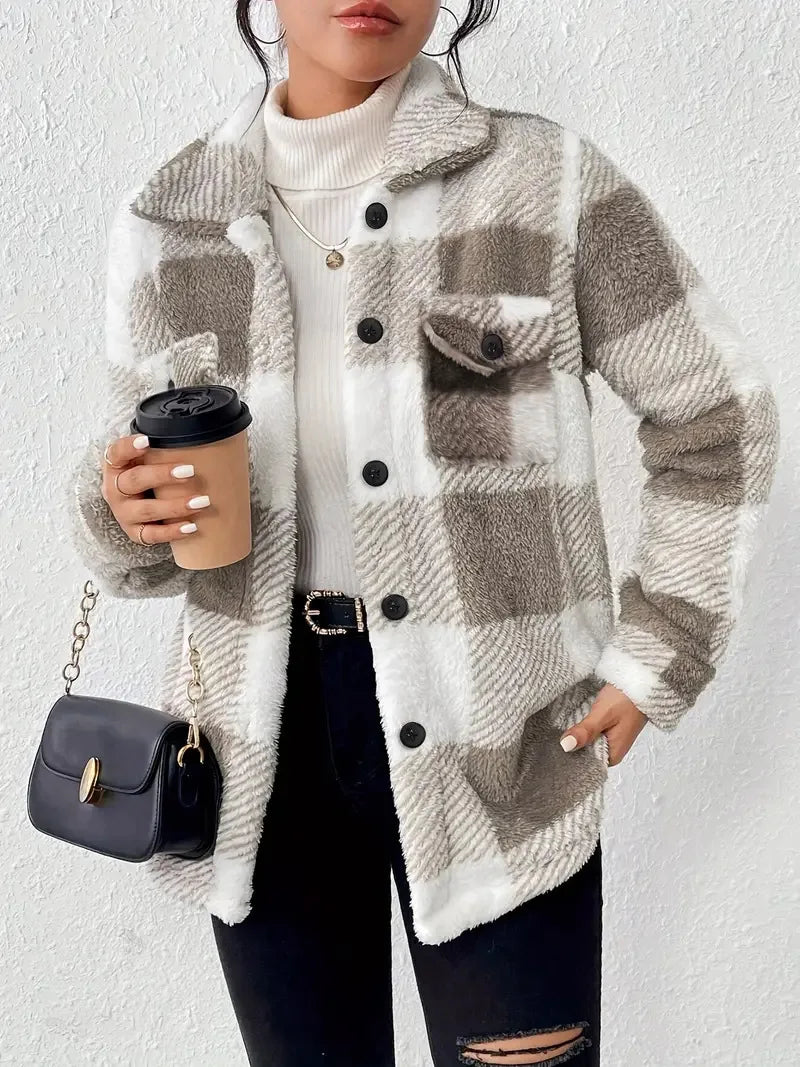 Martin | Stylowa Fleece'owa Kurtka w Kratę