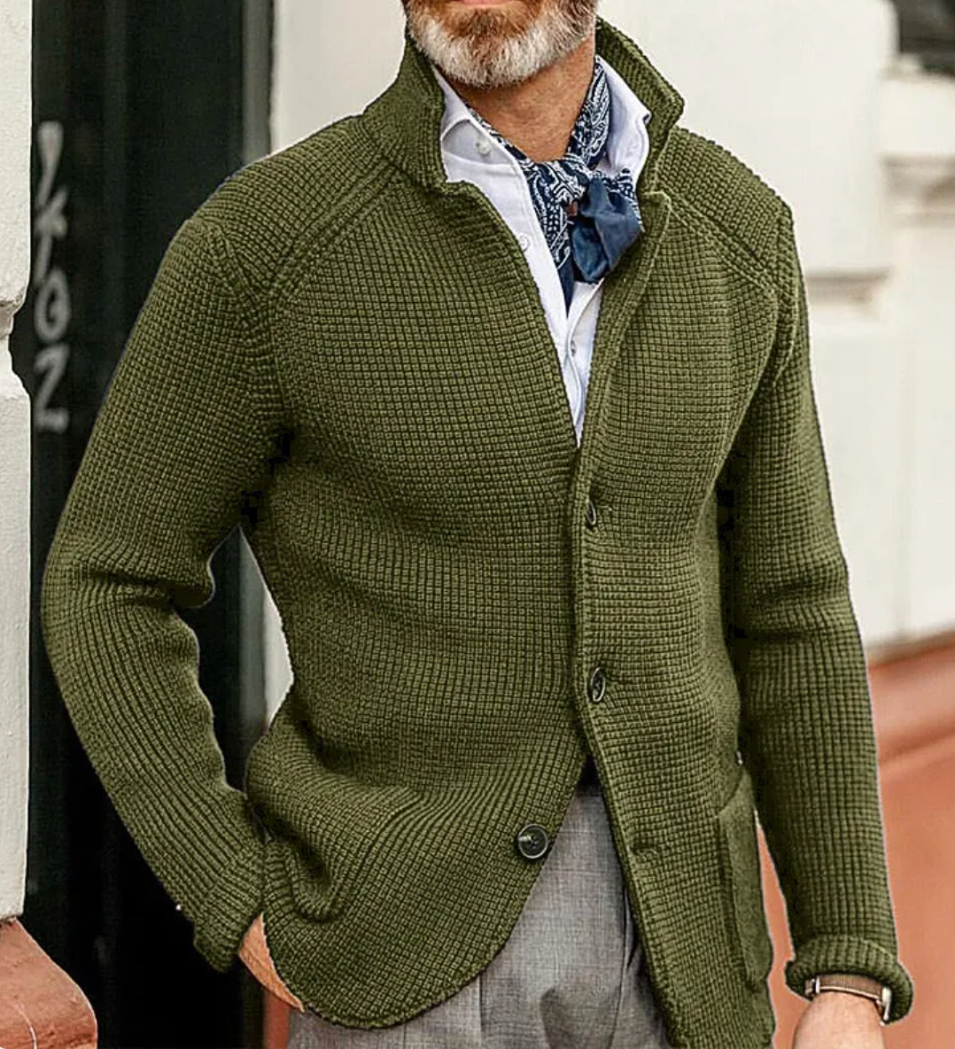 Javen™ - Męska dzianinowa kurtka kardigan ze stójką