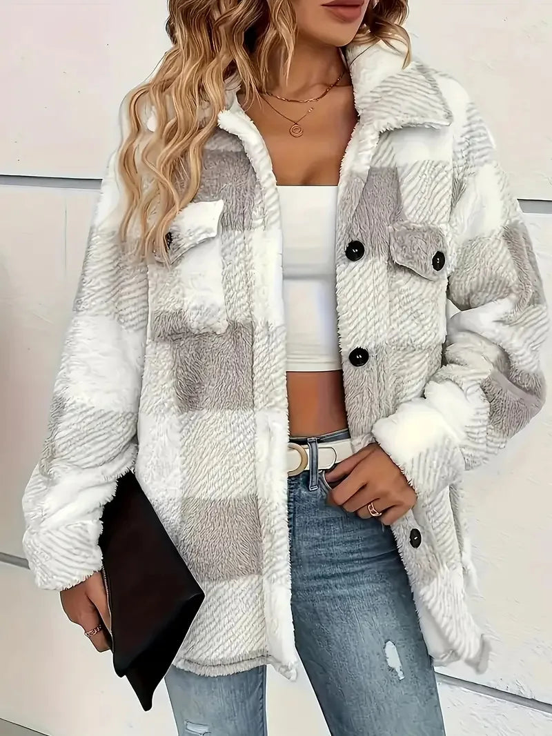 Martin | Stylowa Fleece'owa Kurtka w Kratę
