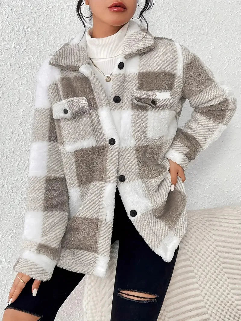Martin | Stylowa Fleece'owa Kurtka w Kratę