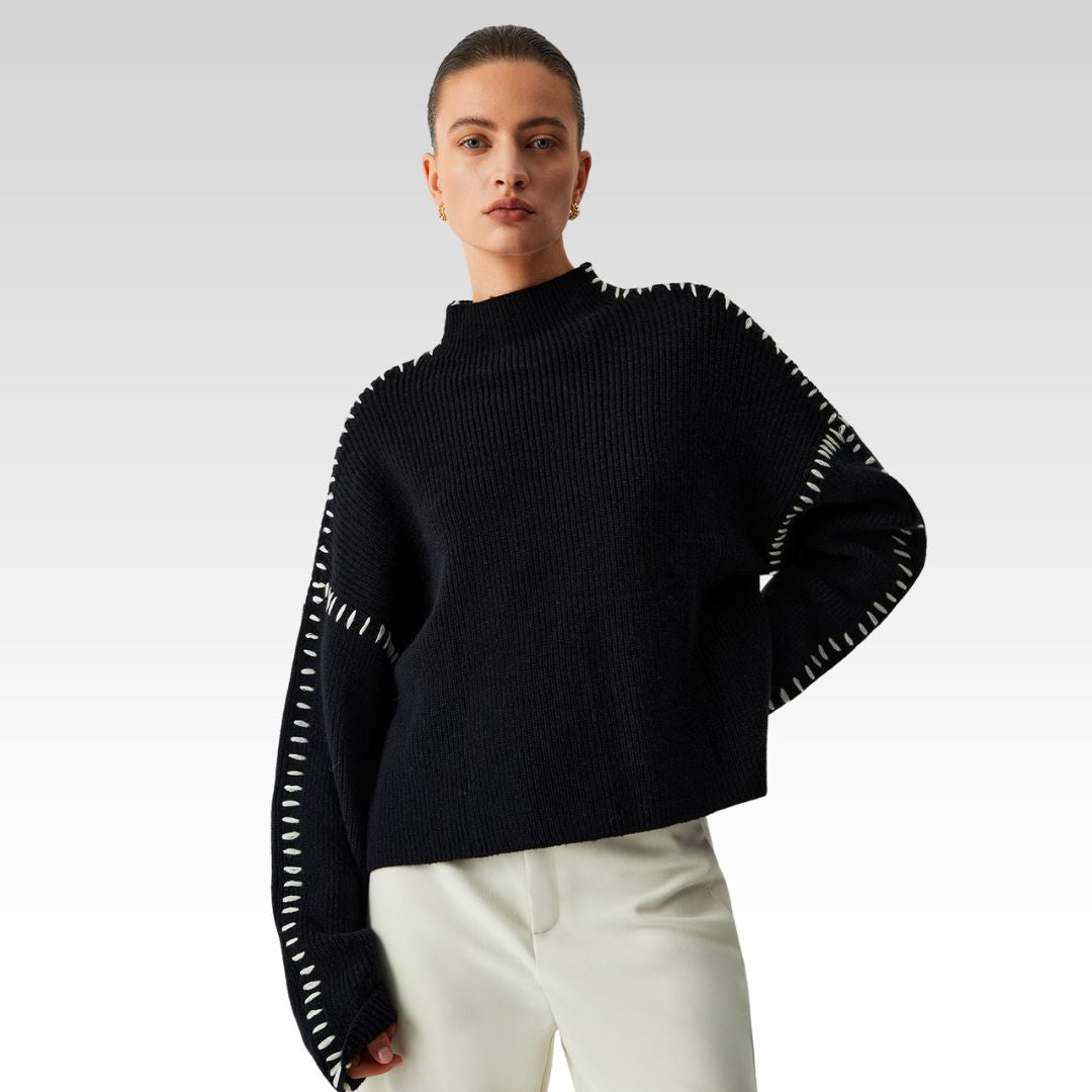 Alma | Oversize-Dolcevita-Pulower z detalami Piqué