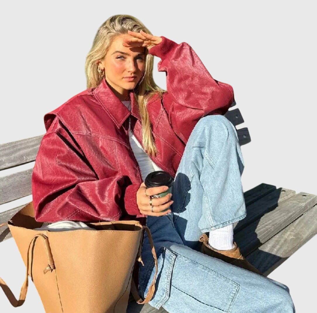Faye™ - Oversize Skórzana Kurtka